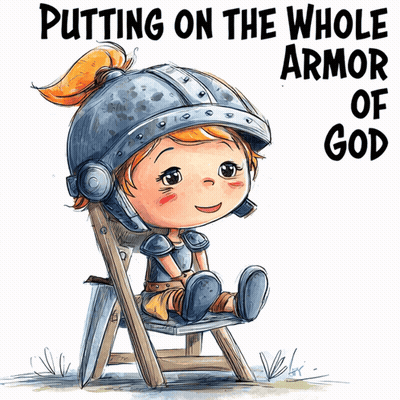 Girl In Armor Putting On Whole Armor Of God GIF