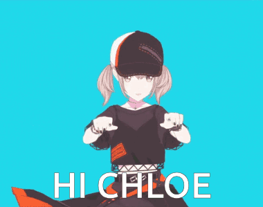 Girl In Baseball Cap Pointing Up With Chloe GIF