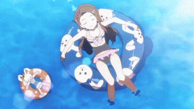 Girl In Bikini Floating On Float GIF
