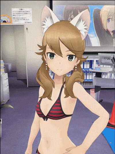 Girl In Bikini With Cat Ears GIF