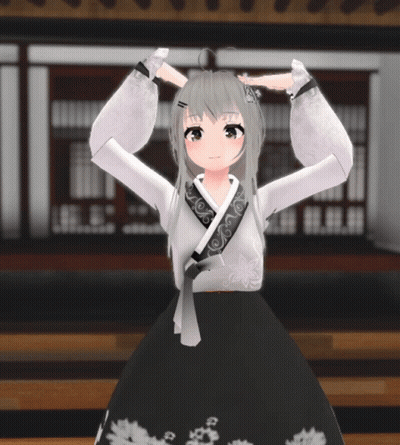 Girl In Black And White Dress Hands Up GIF