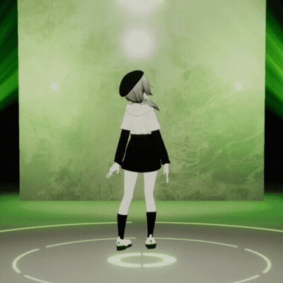 Girl In Black And White Outfit On Green Background GIF
