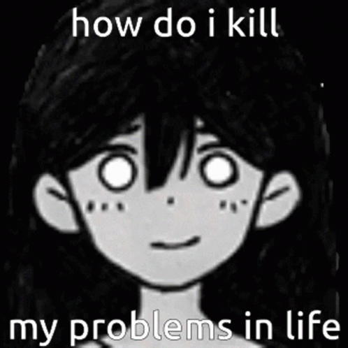 Girl In Black And White With How Do I Kill My Problems In Life GIF