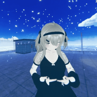 Girl In Black Dress Pointing At Herself Video Game GIF