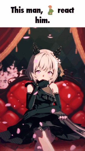 Girl In Black Dress Sitting On Red Couch This Man React Him GIF