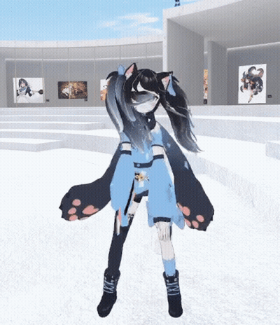 Girl In Blue And Black Outfit GIF