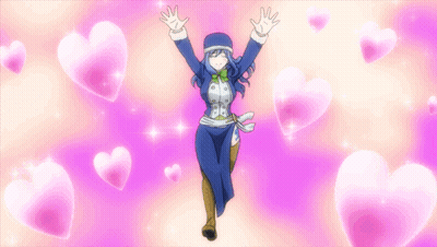 Girl In Blue And White Outfit Surrounded By Hearts GIF