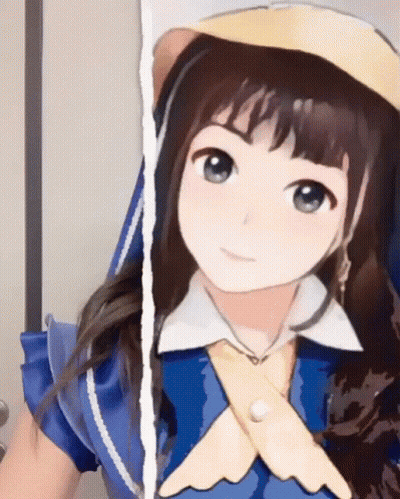 Girl In Blue And Yellow Outfit With Hat GIF