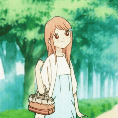 Girl In Blue Dress Holding Purse GIF