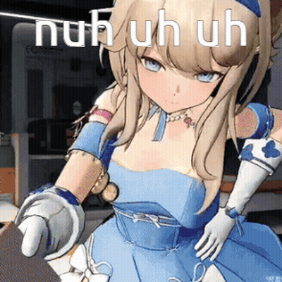 Girl In Blue Dress Nuh Uh Uh GIF