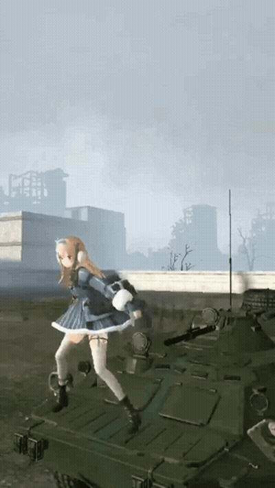 Girl In Blue Dress On Tank GIF