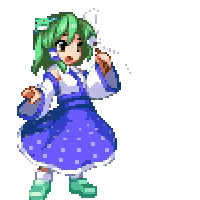 Girl In Blue Dress Pixel Art Sticker