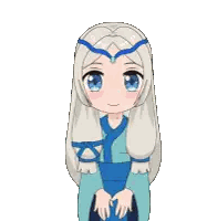 Girl In Blue Dress Saying Thank You Sticker