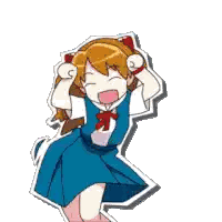 Girl In Blue Dress Screaming Sticker