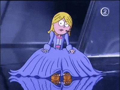 Girl In Blue Dress With Number 2 GIF