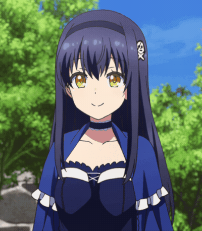 Girl in Blue Dress With X on Head