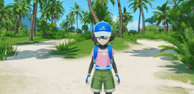 Girl In Blue Hat With Letter S On Sandy Path GIF