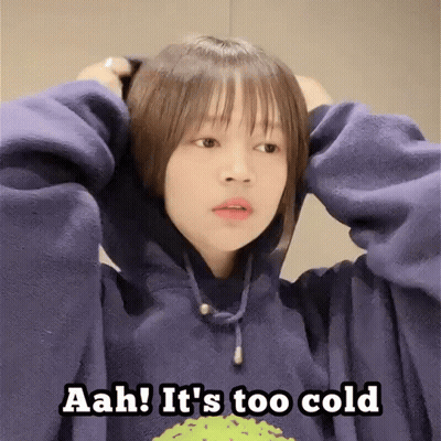 Girl In Blue Hoodie Says Aah It's Too Cold GIF