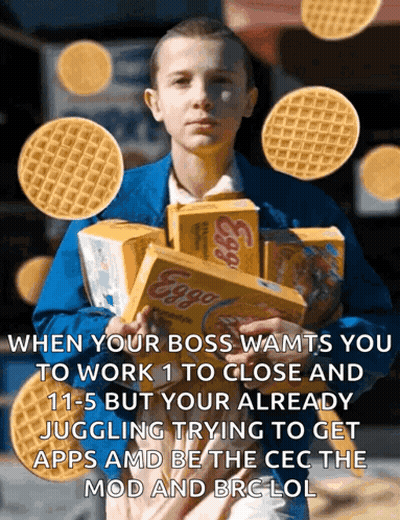 Girl In Blue Jacket Holding Eggs Benedict Cereal GIF