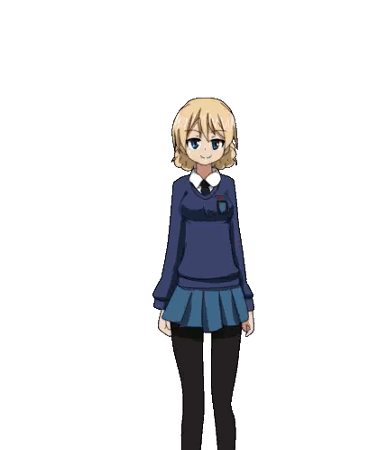 Girl In Blue Sweater And Skirt Sticker