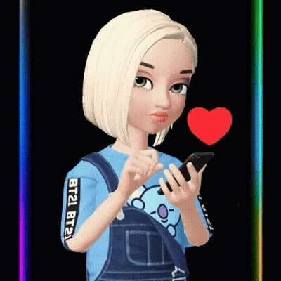 Girl In BT21 Shirt Holding Phone GIF