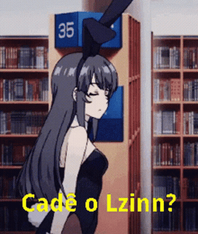 Girl In Bunny Costume In Library GIF