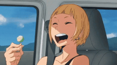 Girl In Car Holding Lollipop GIF