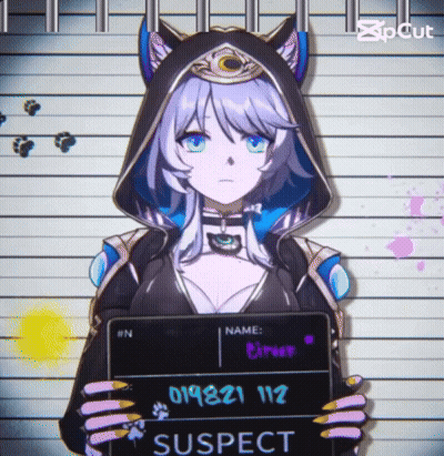 Girl in Cat Costume Holding Suspect Sign