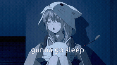 Girl In Cat Hood Holding Stuffed Animal Saying Gunna Go Sleep GIF