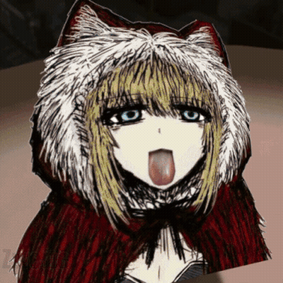 Girl In Cat Hood With Tongue Out GIF