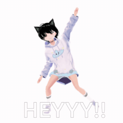 Girl In Cat Hoodie Jumping With Heyyy GIF