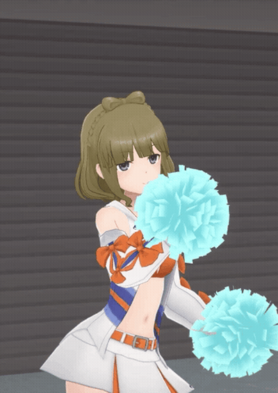 Girl In Cheerleader Outfit Holding Pom Poms GIF