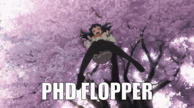 Girl In Cherry Blossom Tree Saying PhD Flopper GIF