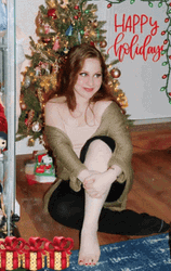 Girl In Christmas Tree Happy Holiday GIF
