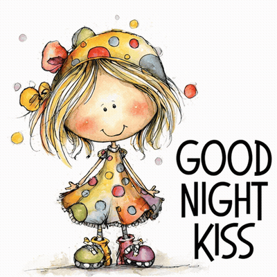 Girl In Colorful Dress Saying Good Night Kiss GIF