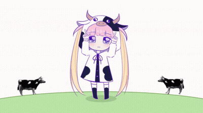 Girl In Cow Costume In Field GIF
