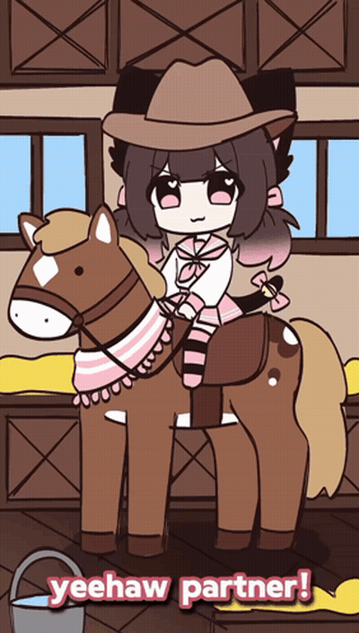 Girl In Cowboy Hat Riding Brown Horse GIF
