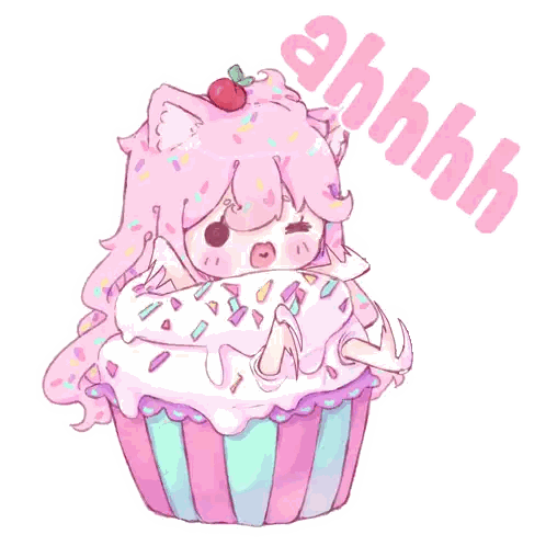 Girl In Cupcake Costume With Cherry Sticker
