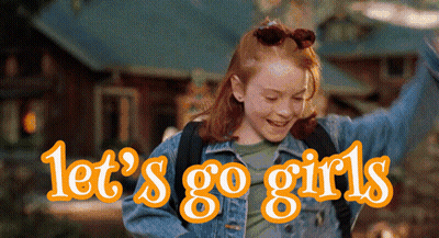 Girl In Denim Jacket Saying Let's Go Girls GIF