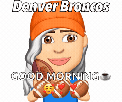Girl In Denver Broncos Hat Holding Footballs GIF