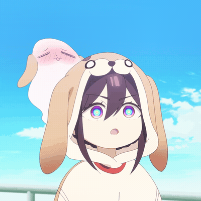 Girl In Dog Costume With Ghost On Head GIF