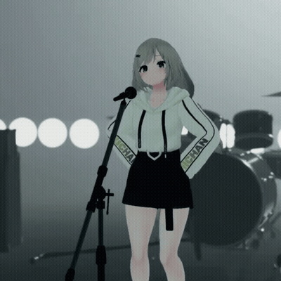 Girl In Front Of Microphone With Chan On Sleeves GIF