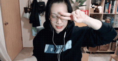 Girl in Glasses and Black Hoodie With Girl Picture