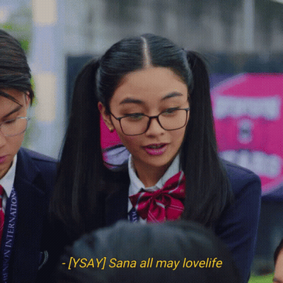 Girl In Glasses And Uniform Saying Sana All May Lovelife GIF