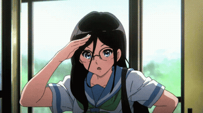 Girl In Glasses Saluting Out Window GIF
