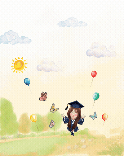 Girl in Graduation Cap and Gown