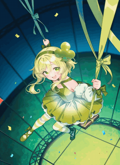 Girl In Green And White Dress Swinging GIF