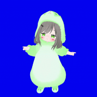 Girl In Green Frog Costume Pointing Left GIF