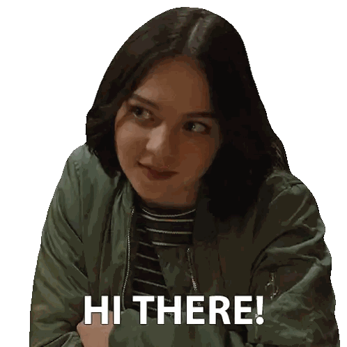 Girl In Green Jacket Saying Hi Sticker