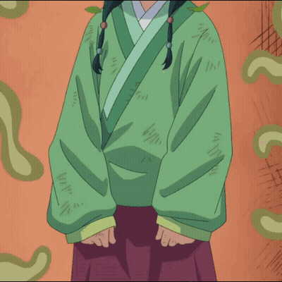 Girl In Green Kimono With Leaves In Hair GIF